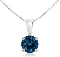 Angara Natural Blue Topaz Solitaire Pendant for Women | Classic Prong-Set Round Blue Topaz Pendant in 14K Solid Gold/Silver/Platinum With 18" Chain | December Birthday, Gemstone Jewelry Gift