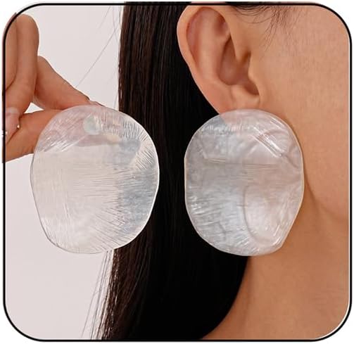 Color Resin Acrylic Earrings,Vintage Candy Color Big Round Studs Earring Chunky Exaggerated Geometric Drop Earring Statement Beach Vacation Jewelry