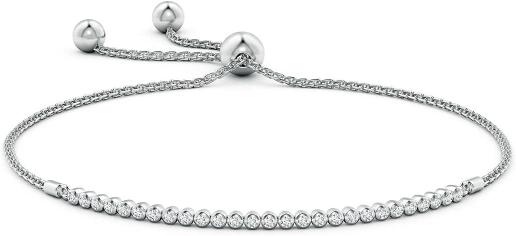 Angara Diamond Tennis Bolo Bracelet in 14K Solid Gold | Natural Diamond Adjustable Chain Bracelet for Women | April Birthstone Jewelry Gift For Women