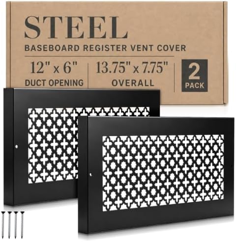 Lewtemi 2 Pcs 12 x 6" Baseboard Register Grill Air Return Vent Cover Corner by Lewtemi