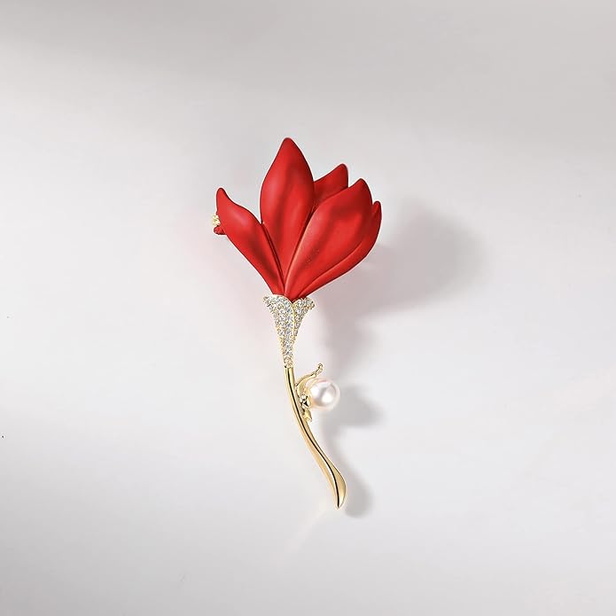 Red Rose Flower Brooches and Pins for Women Costume Jewelry Brooch Pins Broches Jewelry for Women Elegant Lady Pin
