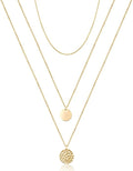 Turandoss Dainty Layered Choker Necklace, Handmade Y Pendant Necklace Multilayer Bar Disc Necklace Adjustable Layering Choker Necklaces for Women