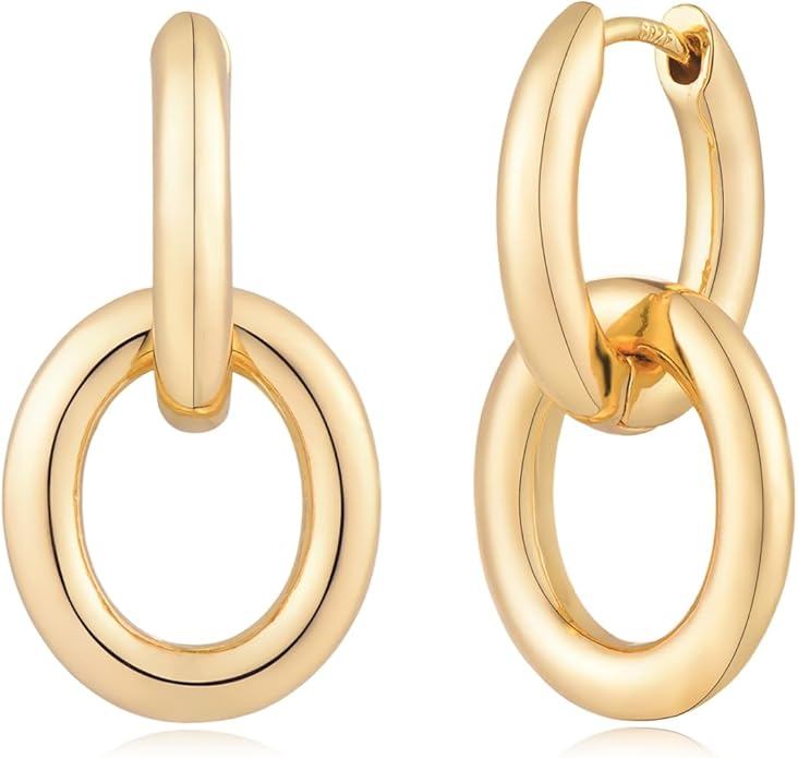 MYEARS Women Earrings Gold Huggie Hoop Dangle Drop 14K Gold Plated Small Simple Hypoallergenic Everyday Jewelry