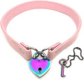 Succuba Padlock Choker Collar Necklace with Lock and Key Heart Lock Choker for Women and Men (A, 14)