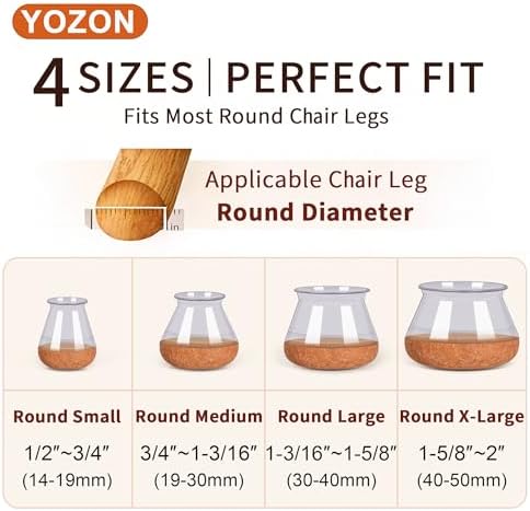 YOZON Chair Leg Floor Protectors Felt Silicone Caps Strengthen Bottom - Image 4