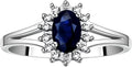Rylos 14K White Gold Classic Halo Ring: Diamonds, 6X4MM Oval Gemstone - Birthstone Jewelry for Women - Stunning Diamond Gold Ring Sizes 5-10