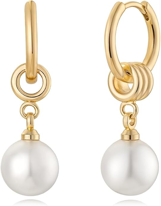 MYEARS Women Earrings Gold Huggie Hoop Dangle Drop 14K Gold Plated Small Simple Hypoallergenic Everyday Jewelry