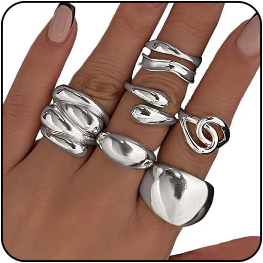 Sora Tuki Rings for Women Chunky Rings Set Adjustable Stackable Ring for Women Bold Thick Statement Ring Trendy Chunky Jewelry