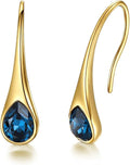 925 Sterling Silver Small Pear-Shaped Modern Style Hook Earrings with Crystals from Austria