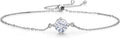 Gem Stone King Gemstone Birthstone Solitaire Bracelet For Women | 925 Sterling Silver | Round 6MM | Gift for Her Women Wife Mom Lady Daughter | Adjustable Bolo Bracelet | Easy-On Easy-Off