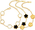 18K Gold-Plated Four Leaf Clover Bracelet for Women,Adjustable lucky Bracelet Set Jewelry Gift-Hypoallergenic Charm for Birthdays, Wellness & Daily Wear