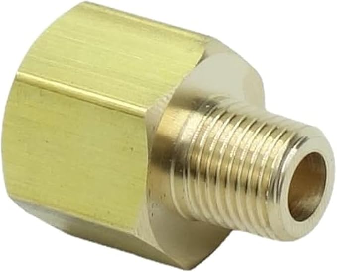 1 Piece Brass Pipe Fitting 1/8 NPT Male to M14 x 1.5 Female Metric Adapter by HongBoW+Hardware