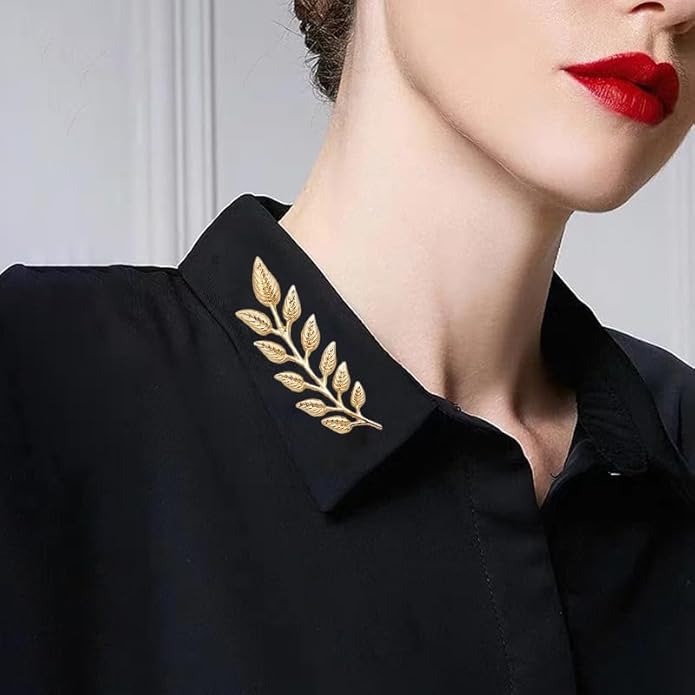 5 Pairs Retro Hollow Pattern Shirt Collar Brooches For Women And Men Gold Plated Triangle & Simple Elegant Double Leaf Collar Pin Brooches Gold Silver Plant Brooch Jewelry