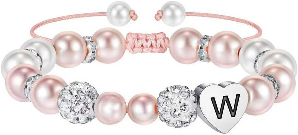 Solza Heart Bead Initial Bracelet – Personalized Stainless Steel Beaded Bracelet with Letter Charm, Adjustable Heart Bracelet, Fashion Jewelry Gift, Stackable Personalized Jewelry Accessory