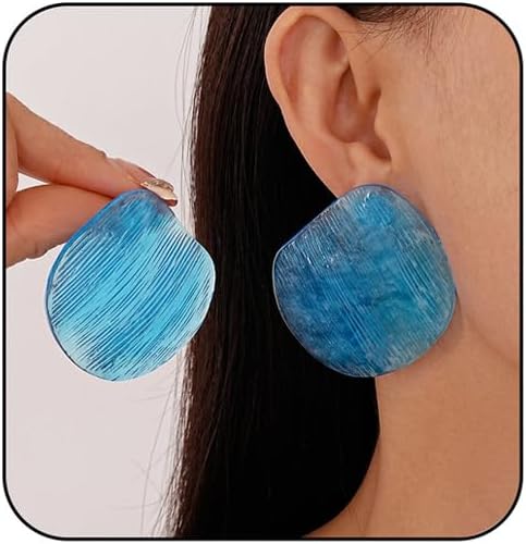 Color Resin Acrylic Earrings,Vintage Candy Color Big Round Studs Earring Chunky Exaggerated Geometric Drop Earring Statement Beach Vacation Jewelry