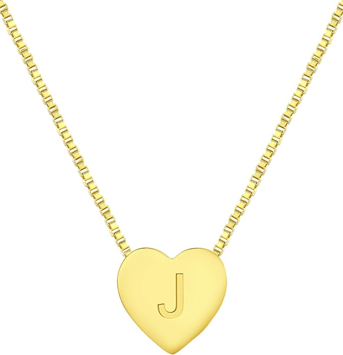 YL Initial Necklace 925 Sterling Silver Heart Letter Pendant A-Z Alphabet Cubic Zirconia Jewelry for Women