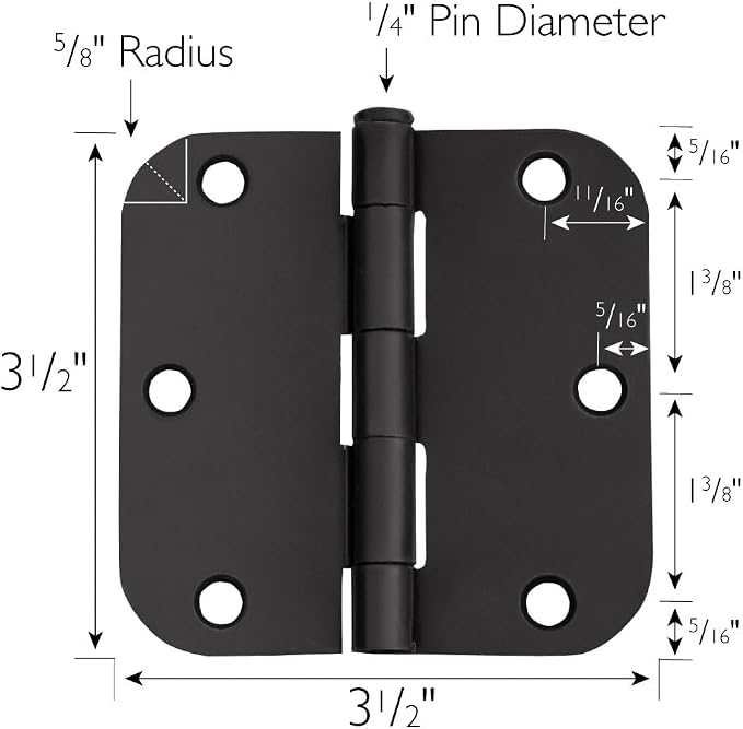 Design House 188912 5/8-inch Radius Steel Door Hinge Door Hardware Door Hinges - Image 3
