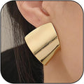 Gold Abstract Statement Earrings for Women Chunky Square High Polished Geometric Dangle Earring Trendy Large Costume Outfit Jewelry Exaggerated Accessories