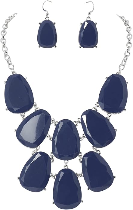 Firstmeet Chunky Bubble Statement Collar Necklace with Earrings for Women