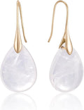SELOVO Agate Teardrop Stone Grey Drop Earrings Fishhook Dangle Earrings for Women