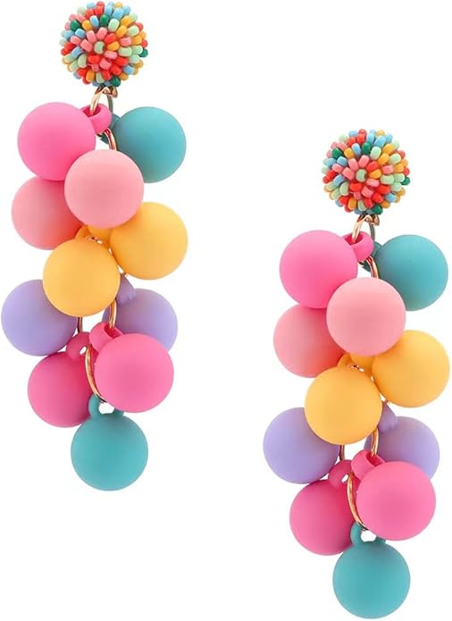 Acrylic ball Beads Dangle Earrings for Women,Colorful Statement Earring Cute Candy Colored Drop Dangle Geometric Jewelry Earrings For Gift Party