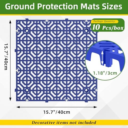 10 Pcs 15.7" x 15.7" Heavy Duty Ground Protection Mats, Interlocking Non-Slip - Image 2