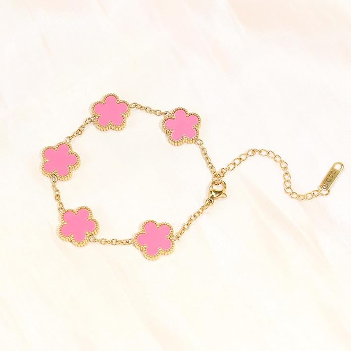 18K Gold-Plated Four Leaf Clover Bracelet for Women,Adjustable lucky Bracelet Set Jewelry Gift-Hypoallergenic Charm for Birthdays, Wellness & Daily Wear