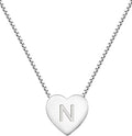 YL Initial Necklace 925 Sterling Silver Heart Letter Pendant A-Z Alphabet Cubic Zirconia Jewelry for Women