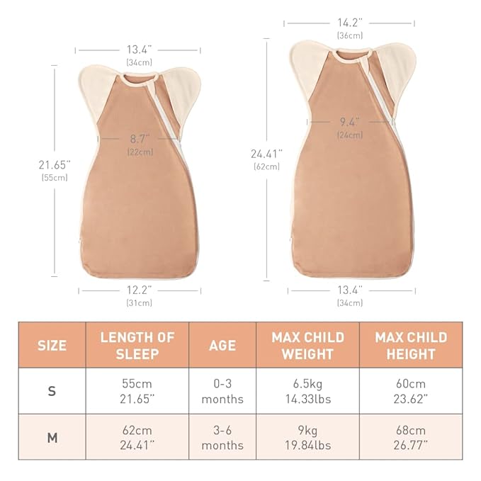 Newborn Baby Swaddle Blanket Sleep Sack 0-3 Months, Arms Up Swaddles 2 Packs Cotton, Hands Up 3-Way Transitions to Arms-Free Wearable Sleeping Sack Bag for Boys Girls Snug Fit Calms Startle Reflex