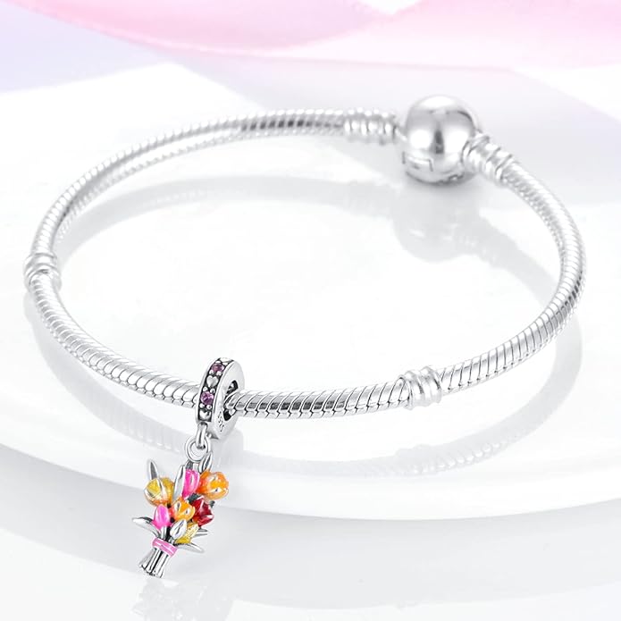 MULA 925 Sterling Silver Charms for Bracelets and Necklaces Family Letters Dangle Pendants Airplane Travel Beads Family Tree Jewelry Charms for Women