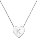 YL Initial Necklace 925 Sterling Silver Heart Letter Pendant A-Z Alphabet Cubic Zirconia Jewelry for Women