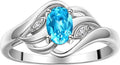 Rylos Ring featuring Classic Style, 6X4MM Birthstone Gemstone, & Diamonds - Elegant Jewelry for Women in Sterling Silver, Sizes 5-10
