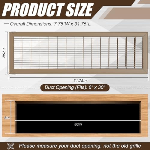 1 Pack 30" x 6" Floor Register Covers, Heavy Duty Steel Walk-on Return Air - Image 2