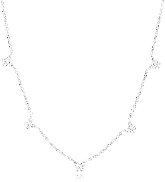 VRIUA Necklaces for Women - 14K Gold/Silver Plated Dainty Chain Necklace with Five Charms: Diamond, Bow, Snowflake, Cross, Flower, Clover, Butterfly, Heart, Star of David, and Star Trendy Jewelry