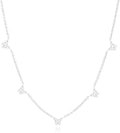 VRIUA Necklaces for Women - 14K Gold/Silver Plated Dainty Chain Necklace with Five Charms: Diamond, Bow, Snowflake, Cross, Flower, Clover, Butterfly, Heart, Star of David, and Star Trendy Jewelry