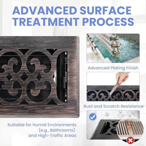 Howeall 4x14 Inches 2 Pack Heavy Duty Walkable Floor Register Easy Adjust Air - Image 3
