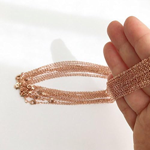 10 Pieces - 17.5inch 16K Rose Gold Plated Finished Cable Chain Necklace Bulk Discount Jewelry Supply - 10PCHN (Rose Gold)