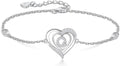RIVIKO Heart Initial Bracelets for Women,925 Sterling Silver Letter Bracelets, Personalized Charm Alphabet Jewelry Valentines Christmas Mother’s Day Birthday Gifts for Women Friend Her Mom Wife Lady