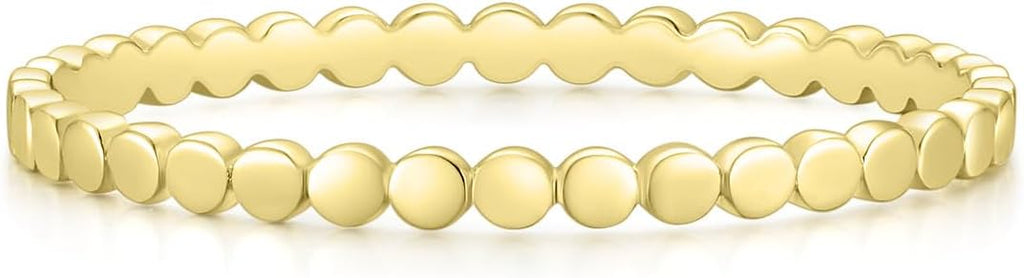 Mameloly 1.5mm 14K Gold Plated Wedding Bands for Women Dainty Stackable Thin Dot Ring Statement Ring Size 3-12