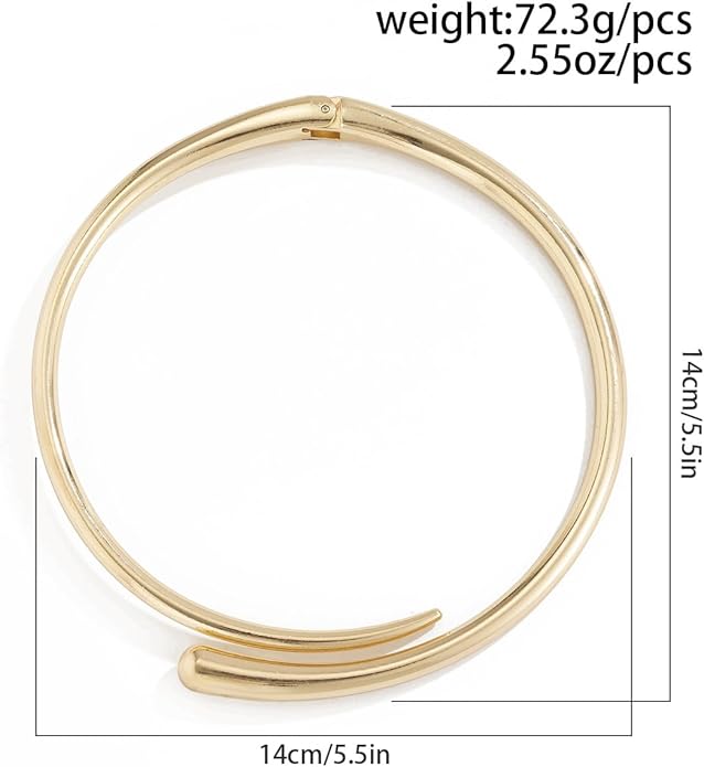 Chunky Gold Statement Necklace for Women - Thick Collar Choker Necklace, Bold Fashion Jewelry for Women