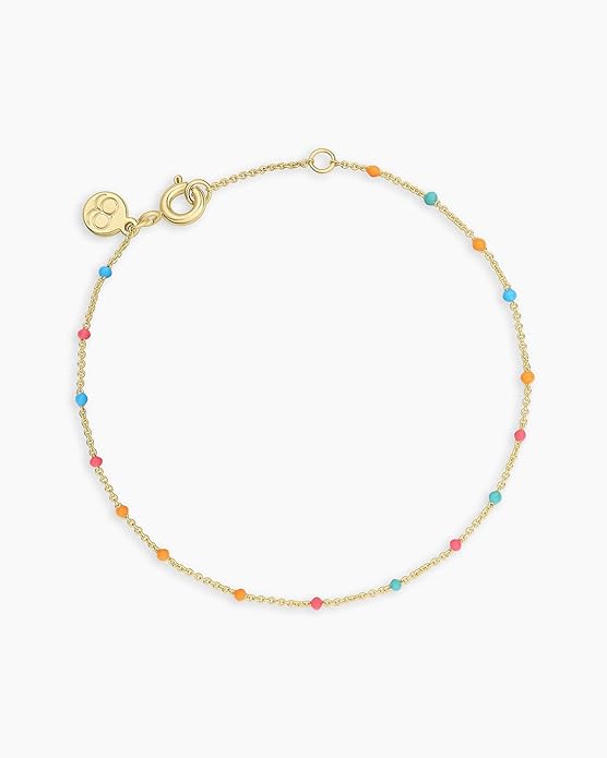gorjana - Capri Bracelet 7 inches - 18k Gold-Plated - Vibrant Color Options - Hand-Painted Enamel Beads- Adjustable Fit - Versatile Layering, Spring Ring Closure