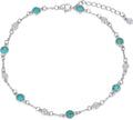 Anklet Bracelet for Women 925 Sterling Silver Natural Stone Chain Ankle Bracelet Beach Summer Fine Jewelry Valentines Day Birthday Gifts for Her Mom Wife