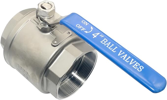 DAN SPEED 4" NPT Female 316 Stainless Steel Full Port Ball Valve Vinyl Handle by DANSPEEDBALLVALUES