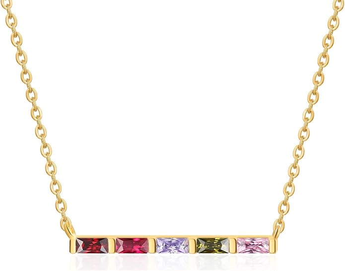 Wendy Made Personalized 1-6 Birthstone Necklace for Women — Custom Dainty Jewelry with Adjustable Chain for Mother’s Day, Birthday, Anniversary & Christmas Gifts
