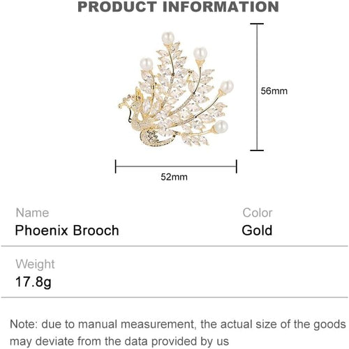 14K Gold Majestic Phoenix Brooch Embellished with Lustrous Pearls and Colorful Gemstones, Sophisticated Jewelry for Memorable Events, Must-Have Accessory for Elegant Women