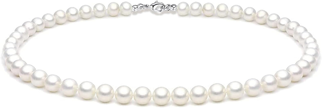 Zeffy Pearl Necklace 4MM/6MM/8MM Dainty Round Imitation Pearl Choker Necklace Wedding Pearl Necklace Delicate Jewelry for Women Simple Bridesmaid Jewelry Gifts