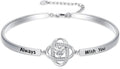 Valentines Day Gifts for Her, 18k White Gold Plated Love Knot Bracelets, Engraved Inspirational and Sentiment Bangle, Anniversary Birthday Jewelry Gift for Lover Wife Girlfriend Sister Friends