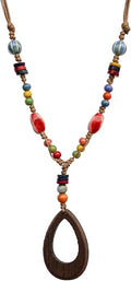 Boho Style Colorful Ceramic Bead Strand Necklace Adjustable Bohemian Jewelry Gift for Women, Fashion Clothing Matching Necklace