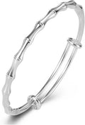 Solid 925 Sterling Silver Bracelets for Women Simple Adjustable Bangle Bracelet