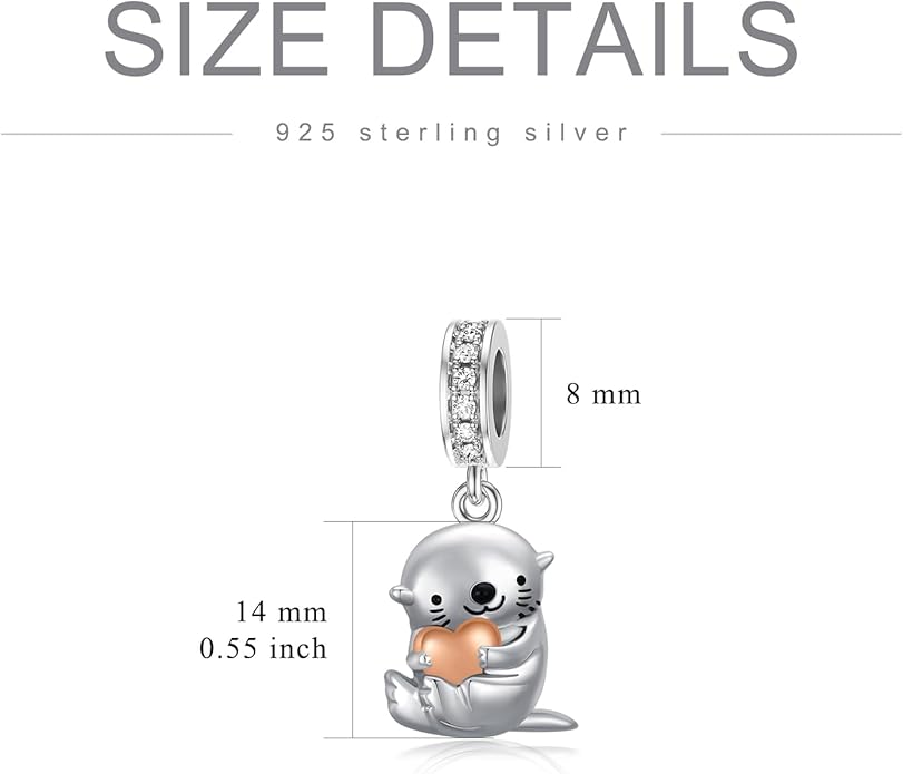 PROESS Sterling Silver/Red Panda/Cow/Highland Cow/Otter/Squirrel/Elephant/Axolotl/Cat/Fox/Bee/Butterfly/Hummingbird/Tiger/Lion/Mokeny/Koala/Dog Charm Animal Charms Bead for Jewelry Making